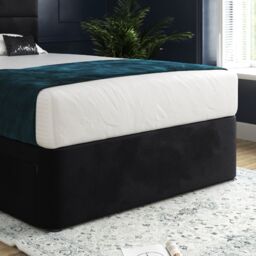 Casani Caprio Upholserted Floorstanding Headboard With Divan Bed Frame in Black - Size: King - thumbnail 3