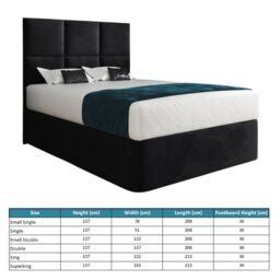 Casani Caprio Upholserted Floorstanding Headboard With Divan Bed Frame in Black - Size: King - thumbnail 4
