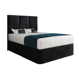 Casani Caprio Upholserted Floorstanding Headboard With Divan Bed Frame in Black - Size: King - thumbnail 5