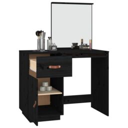 Berkfield Home Dressing Table Black 95x50x134 cm Solid Wood Pine - Size: 95 x 50 x 134 cm - thumbnail 5
