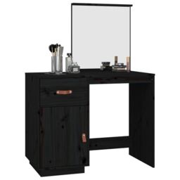 Berkfield Home Dressing Table Black 95x50x134 cm Solid Wood Pine - Size: 95 x 50 x 134 cm - thumbnail 4