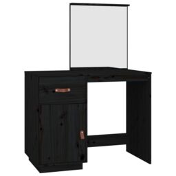 Berkfield Home Dressing Table Black 95x50x134 cm Solid Wood Pine - Size: 95 x 50 x 134 cm - thumbnail 2