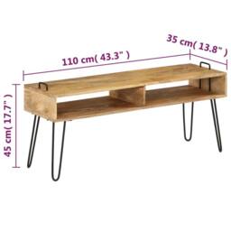 Berkfield Home TV Stand Solid Mango Wood 110x35x45 cm in Brown - Size: 110 x 35 x 45 cm - thumbnail 8