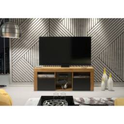 Creative Furniture Pulse TV Unit 145cm - Dark Oak with Black Matt Doors in Dark Brown - thumbnail 2