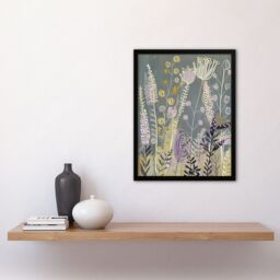 "Artery8 Spring Wildflower Meadow Artwork Floral Nature Framed Art Print in Grey - Size: W12"" x H16""" - thumbnail 4