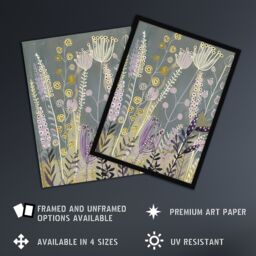 "Artery8 Spring Wildflower Meadow Artwork Floral Nature Framed Art Print in Grey - Size: W12"" x H16""" - thumbnail 2