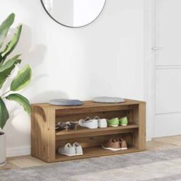 Berkfield Home Shoe Bench Artisan Oak 100x35x45 cm Engineered Wood in Brown - Size: 100 x 35 x 45 cm