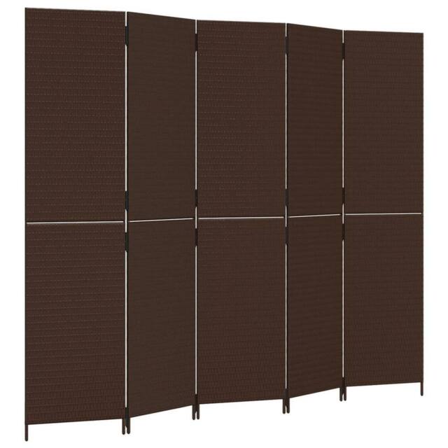 Berkfield Home Room Divider 5 Panels Brown Poly Rattan - image 1