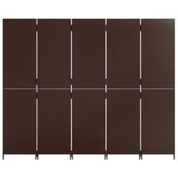 Berkfield Home Room Divider 5 Panels Brown Poly Rattan - thumbnail 5
