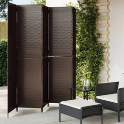 Berkfield Home Room Divider 5 Panels Brown Poly Rattan - thumbnail 2