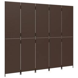 Berkfield Home Room Divider 5 Panels Brown Poly Rattan - thumbnail 4