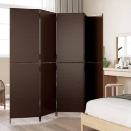 Berkfield Home Room Divider 5 Panels Brown Poly Rattan - thumbnail 3
