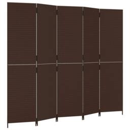 Berkfield Home Room Divider 5 Panels Brown Poly Rattan
