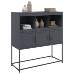 Berkfield Home Sideboard Anthracite 100.5x39x107 cm Steel in Black - thumbnail 4