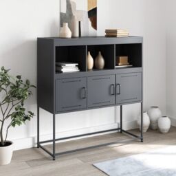 Berkfield Home Sideboard Anthracite 100.5x39x107 cm Steel in Black - thumbnail 3