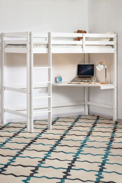 Home Discount Vida Designs Sydney Bunk Bed Frame With Desk Kids Bedroom Furniture in White - Size: Single - image 1