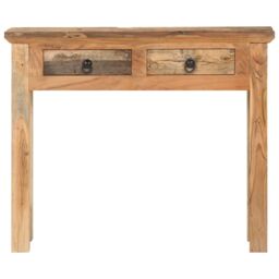 Berkfield Home Console Table 90.5x30x75cm Solid Acacia Wood & Reclaimed Wood in Brown - Size: 90.5x30x75 cm - thumbnail 2