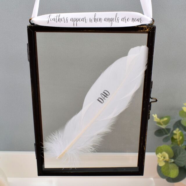 Amaya Rose Ltd In Memory of Dad Real feather Floating Picture Frame. Memorial Gift in Black