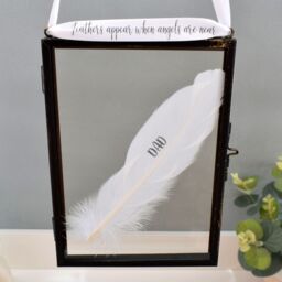 Amaya Rose Ltd In Memory of Dad Real feather Floating Picture Frame. Memorial Gift in Black - thumbnail 1