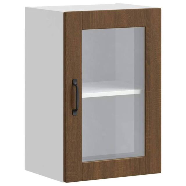 Berkfield Home Kitchen Wall Cabinet with Glass Door¬†Porto Brown Oak - image 1