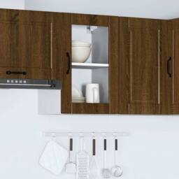 Berkfield Home Kitchen Wall Cabinet with Glass Door¬†Porto Brown Oak - thumbnail 4