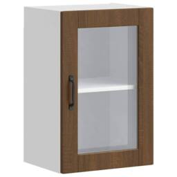 Berkfield Home Kitchen Wall Cabinet with Glass Door¬†Porto Brown Oak - thumbnail 1
