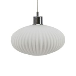 First Choice Lighting Set of 2 Baton - White Ribbed Glass Easy Fit Pendant Shades - thumbnail 2