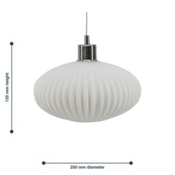 First Choice Lighting Set of 2 Baton - White Ribbed Glass Easy Fit Pendant Shades - thumbnail 6