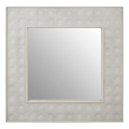 Orsina White Square Wall Mirror, Weathered Mango Wood Frame with Dimpled Texture, Accent Mirror - thumbnail 6