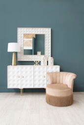 Orsina White Square Wall Mirror, Weathered Mango Wood Frame with Dimpled Texture, Accent Mirror - thumbnail 3