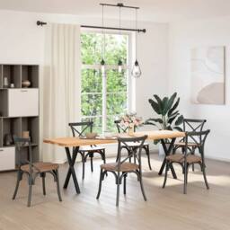 Berkfield Home Modern Dining Table Legs X-Shaped 2 pcs Black 50x(72-73) cm Steel - thumbnail 3