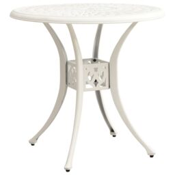 Berkfield Home Garden Table White 78x78x72 cm Cast Aluminium - Size: 78 x 78 x 72 cm - thumbnail 1