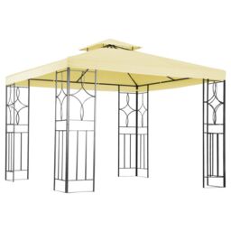 Charles Bentley 3Mx3M Steel Art Outdoor Gazebo Luxury Metal Frame Marquee Cream - thumbnail 1