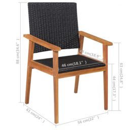 Berkfield Home 5 Piece Outdoor Dining Set Poly Rattan Black & Brown - thumbnail 6
