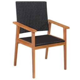 Berkfield Home 5 Piece Outdoor Dining Set Poly Rattan Black & Brown - thumbnail 2