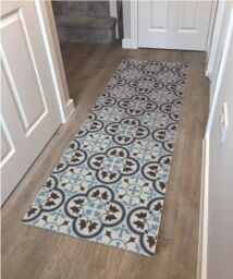 THE RUGS Patchwork Washable Runner Mat Non-Slip Kitchen Hallway 50x150 cm in Blue - Size: 50 cm x 150 cm - thumbnail 1