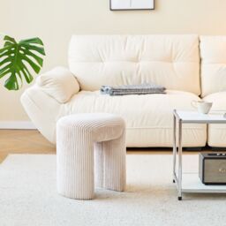 Nordlys Beige Velvet Lounge Pouf - thumbnail 2