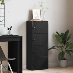 Berkfield Home Bookcase Black Oak 40x24x102 cm Engineered Wood - Size: 40 x 24 x 102 cm - thumbnail 3