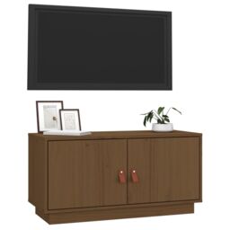 Berkfield Home TV Cabinet Honey Brown 80x34x40 cm Solid Wood Pine - Size: 80 x 34 x 40 cm - thumbnail 4