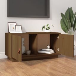 Berkfield Home TV Cabinet Honey Brown 80x34x40 cm Solid Wood Pine - Size: 80 x 34 x 40 cm - thumbnail 3