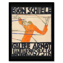 Artery8 Egon Schiele Framed Wall Art Galerie Arnot 1915 Exhibition Poster in Orange - Size: A4 - thumbnail 1