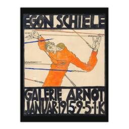 Artery8 Egon Schiele Framed Wall Art Galerie Arnot 1915 Exhibition Poster in Orange - Size: A4 - thumbnail 3