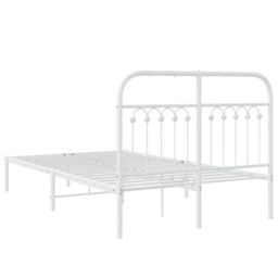 Berkfield Home Metal Bed Frame without Mattress with Headboard White 120x200cm - Size: Small Double - thumbnail 6