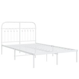 Berkfield Home Metal Bed Frame without Mattress with Headboard White 120x200cm - Size: Small Double - thumbnail 3
