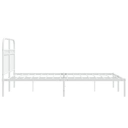 Berkfield Home Metal Bed Frame without Mattress with Headboard White 120x200cm - Size: Small Double - thumbnail 5
