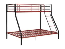 Vente-unique Bunk Beds - 90 & 140 X 190 Cm - Steel - Black & Red - ELEVATIO IV - Size: Double - thumbnail 4