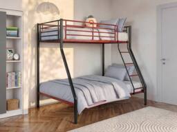 Vente-unique Bunk Beds - 90 & 140 X 190 Cm - Steel - Black & Red - ELEVATIO IV - Size: Double - thumbnail 3