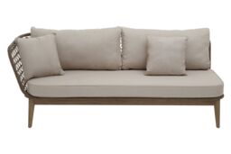 Orsina Rattan Chaise Lounge, Wooden Airy Chaise Lounge for Living Room, Bedroom, Lounger with Grey Cushioning in Cream - thumbnail 5