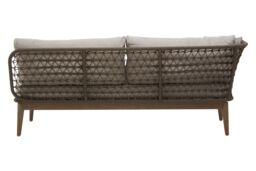 Orsina Rattan Chaise Lounge, Wooden Airy Chaise Lounge for Living Room, Bedroom, Lounger with Grey Cushioning in Cream - thumbnail 2