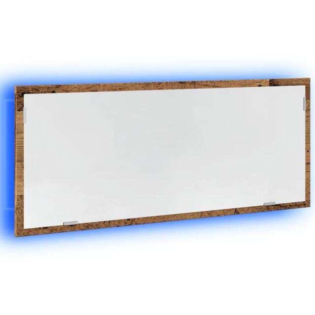 Berkfield Home LED Bathroom Mirror Old Wood 100x8.5x37 cm Engineered Wood in Brown - image 1